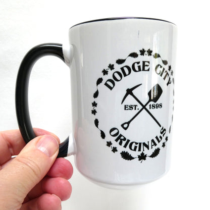 Ceramic Coffee Cup Two-Toned White & Black, Brand New from DODGE CITY ORIGINALS of Cumberland, BC
