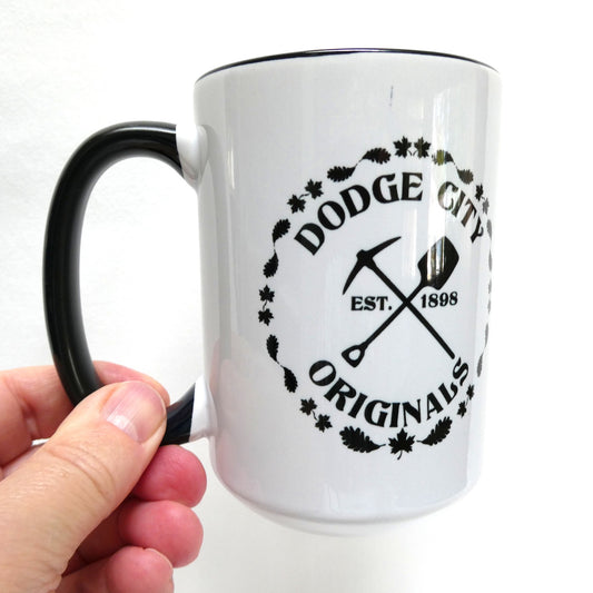 Ceramic Coffee Cup Two-Toned White & Black, Brand New from DODGE CITY ORIGINALS of Cumberland, BC