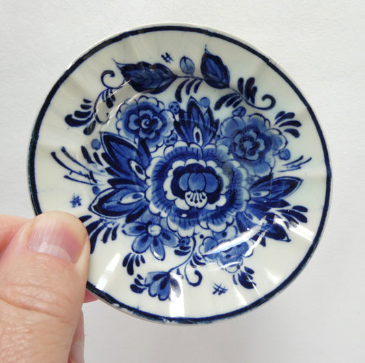 Vintage Delft Blue Hand Painted MINIATURE TRINKET TRAY or Small Plate, and it's marked JAPAN!