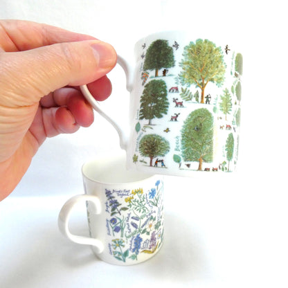 Vintage Pair of McLaggan Smith Mugs of Scotland: Featuring Two Different Picturemaps Botanical Illustrations by Pete and Marianne Smith.