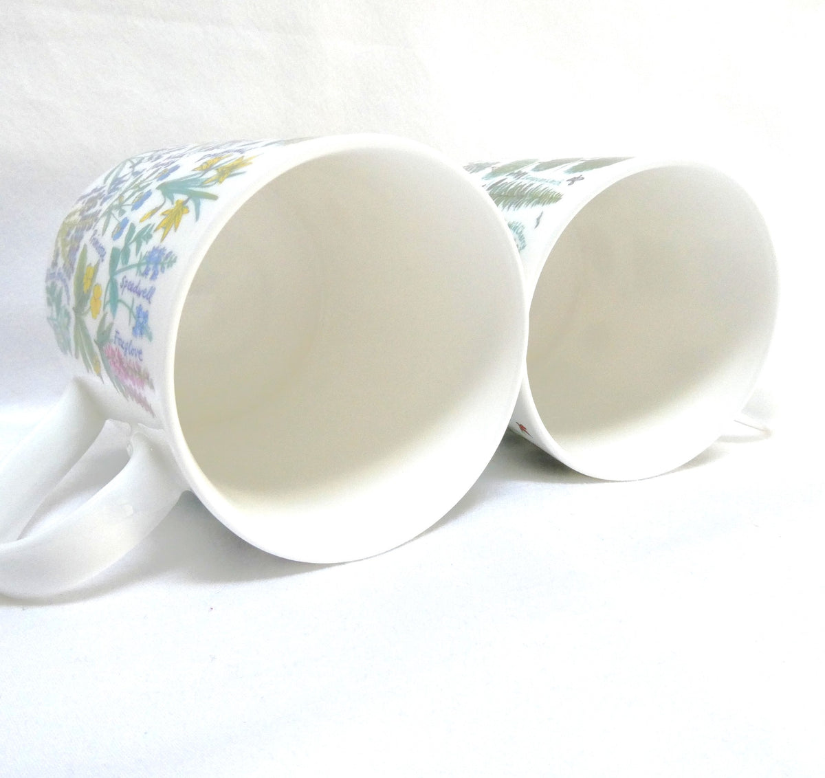 Vintage Pair of McLaggan Smith Mugs of Scotland: Featuring Two Different Picturemaps Botanical Illustrations by Pete and Marianne Smith.