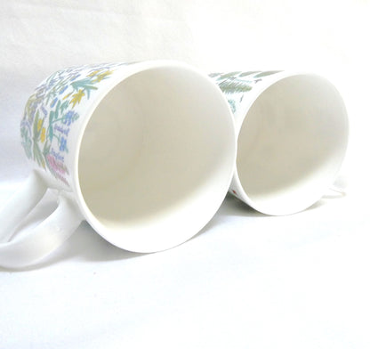 Vintage Pair of McLaggan Smith Mugs of Scotland: Featuring Two Different Picturemaps Botanical Illustrations by Pete and Marianne Smith.
