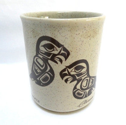 Vintage Pacific Northwest NATIVE ART COFFEE MUG, Featuring The Eaglets Design by Clarence Wells