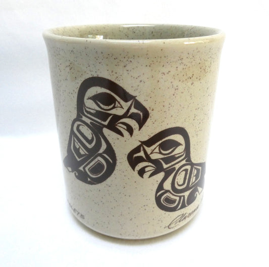 Vintage Pacific Northwest NATIVE ART COFFEE MUG, Featuring The Eaglets Design by Clarence Wells