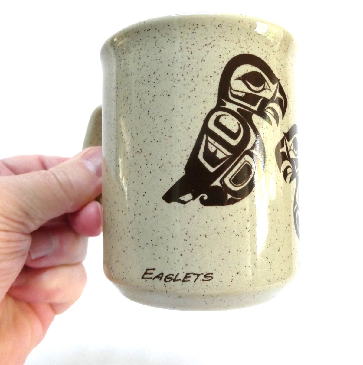 Vintage Pacific Northwest NATIVE ART COFFEE MUG, Featuring The Eaglets Design by Clarence Wells