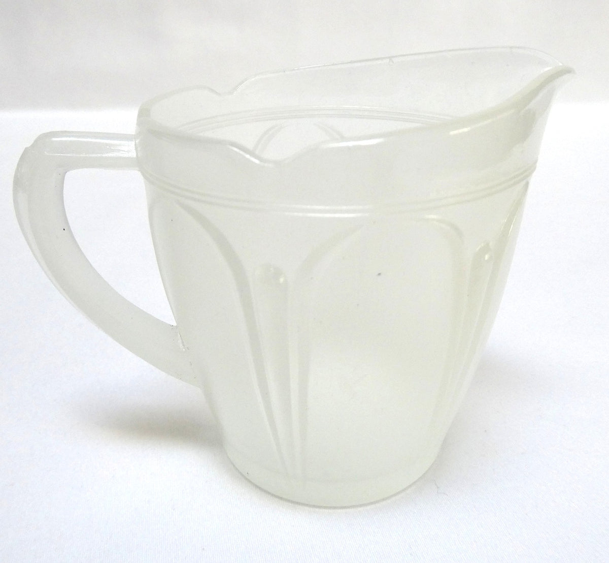 Vintage Petite Mid-Century Art Deco Frosted Satin Glass Milk Creamer Pitcher in Sandblasted Matte Finish from Japan
