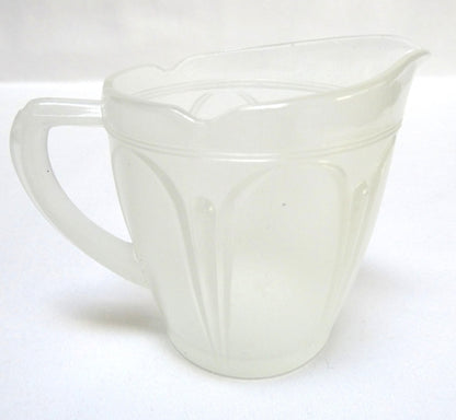 Vintage Petite Mid-Century Art Deco Frosted Satin Glass Milk Creamer Pitcher in Sandblasted Matte Finish from Japan