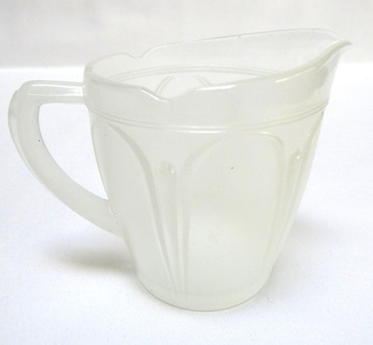 Vintage Petite Mid-Century Art Deco Frosted Satin Glass Milk Creamer Pitcher in Sandblasted Matte Finish from Japan