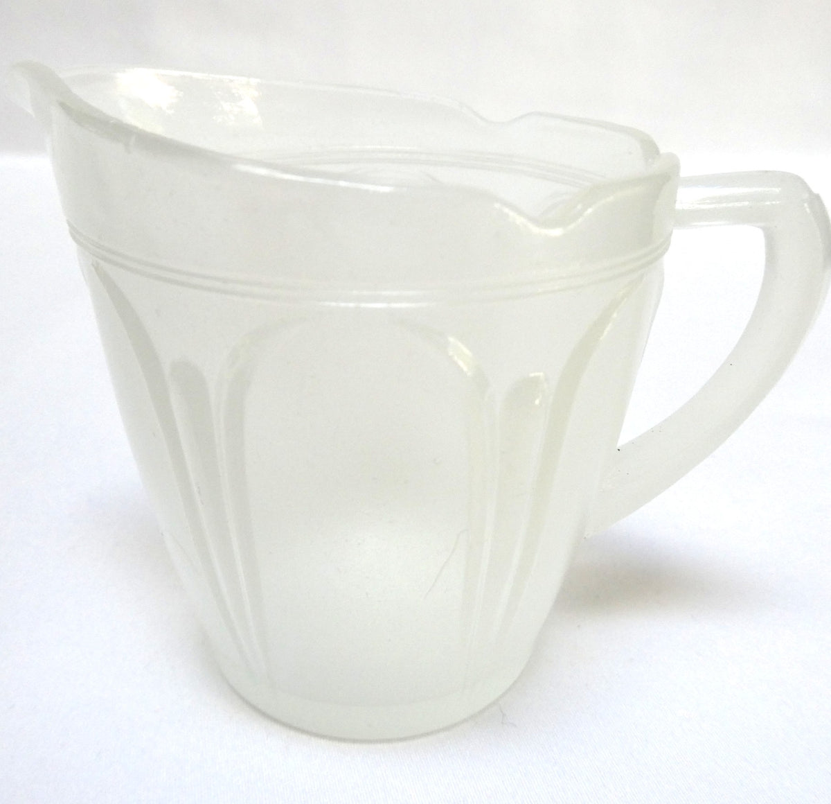 Vintage Petite Mid-Century Art Deco Frosted Satin Glass Milk Creamer Pitcher in Sandblasted Matte Finish from Japan