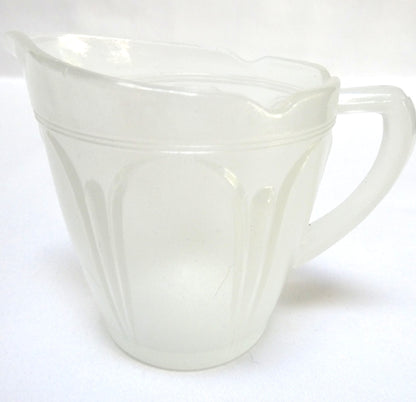 Vintage Petite Mid-Century Art Deco Frosted Satin Glass Milk Creamer Pitcher in Sandblasted Matte Finish from Japan