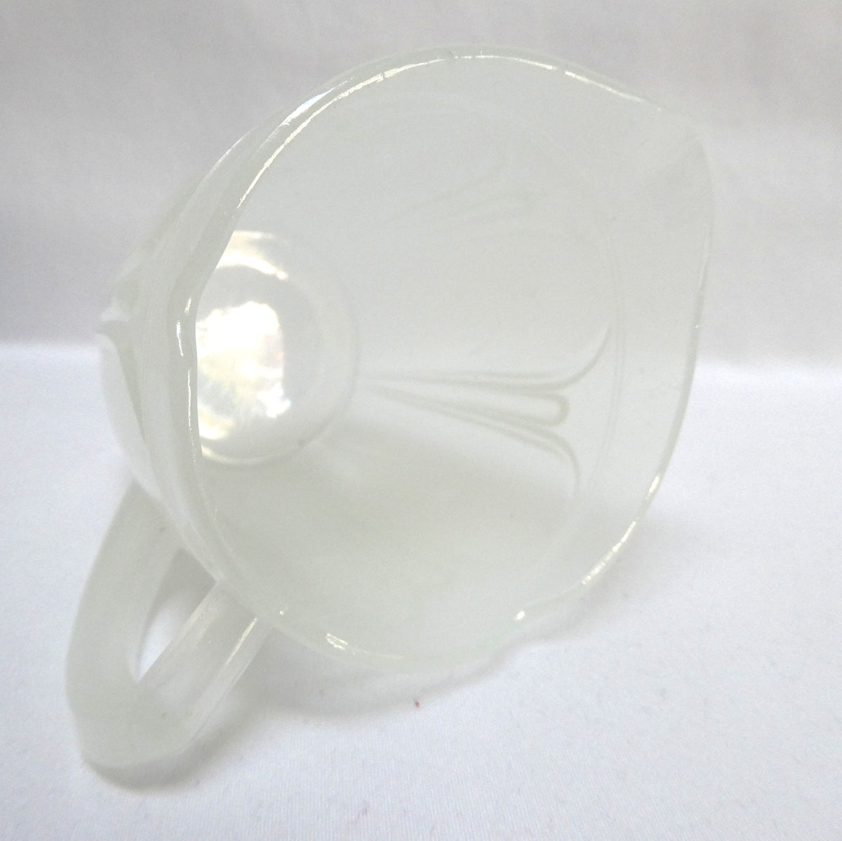 Vintage Petite Mid-Century Art Deco Frosted Satin Glass Milk Creamer Pitcher in Sandblasted Matte Finish from Japan