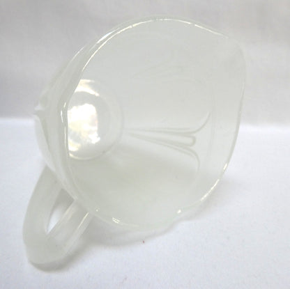 Vintage Petite Mid-Century Art Deco Frosted Satin Glass Milk Creamer Pitcher in Sandblasted Matte Finish from Japan