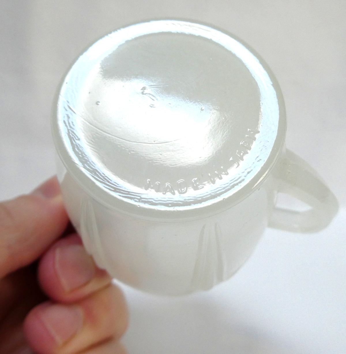 Vintage Petite Mid-Century Art Deco Frosted Satin Glass Milk Creamer Pitcher in Sandblasted Matte Finish from Japan