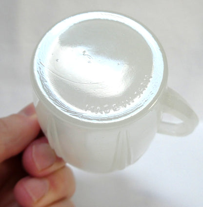 Vintage Petite Mid-Century Art Deco Frosted Satin Glass Milk Creamer Pitcher in Sandblasted Matte Finish from Japan