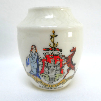 Antique Miniature White Porcelain Famous URN #195, Made by Savoy China Pottery Works: Featuring City of Edinburgh Coat of Arms