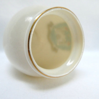 Antique Arcadian Miniature White Porcelain Pot or Vessel Made by Arkinstall & Sons: Featuring Knaresborough Castle in North Yorkshire