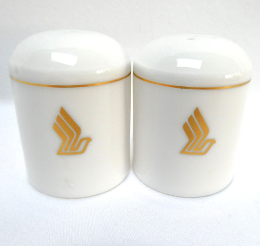 SINGAPORE AIRLINES Vintage Collectibles White Porcelain Salt and Pepper Shaker Set: Made by Narumi of Japan!