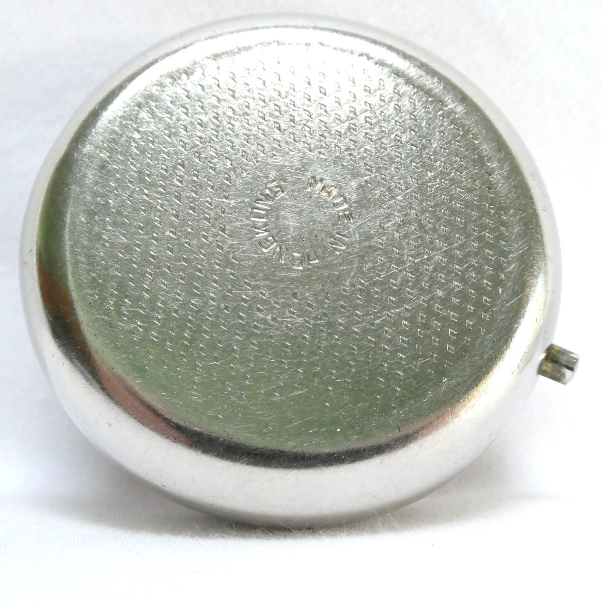 1960's Vintage Canadian Souvenir Silver Metal Pillbox with Hinged Lid and Clasp: Celebrating the Famous Nova Scotia Racing Schooner, THE BLUENOSE II