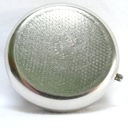 1960's Vintage Canadian Souvenir Silver Metal Pillbox with Hinged Lid and Clasp: Celebrating the Famous Nova Scotia Racing Schooner, THE BLUENOSE II
