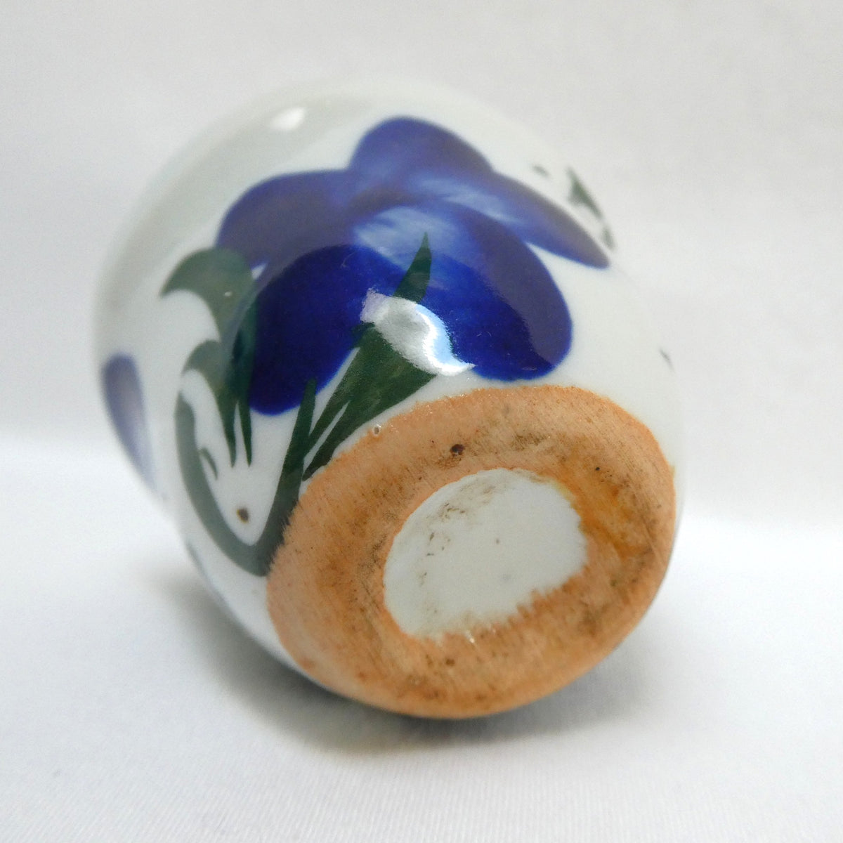 Traditional Folk Art Miniature Pottery Cup or Creamer, Hand-Made and Hand-Painted in a Bold Blue Green Floral Motif