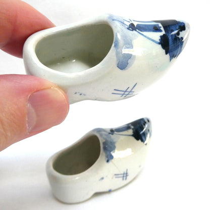 Vintage PAIR of DELFT BLUE Miniature Ceramic Dutch Clogs, Featuring "HOLLAND" and a windmill scene...