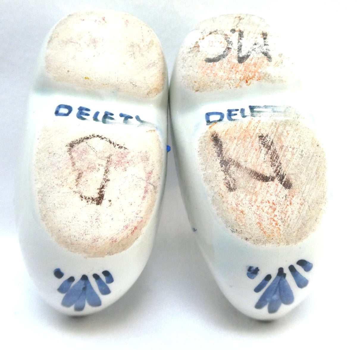 Vintage PAIR of DELFT BLUE Miniature Ceramic Dutch Clogs, Featuring "HOLLAND" and a windmill scene...