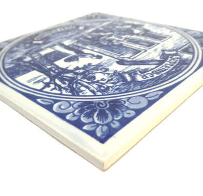 Vintage Delft Blue WALL TILE 4.25-inch Square: Entitled SEPTEMBER - HERFSTMAAND, Made in Holland