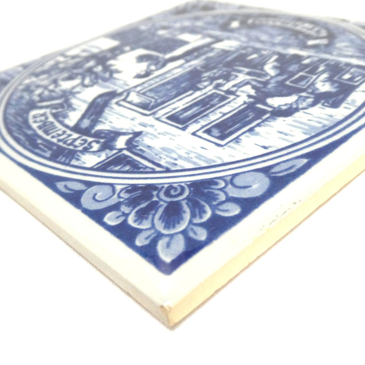 Vintage Delft Blue WALL TILE 4.25-inch Square: Entitled SEPTEMBER - HERFSTMAAND, Made in Holland