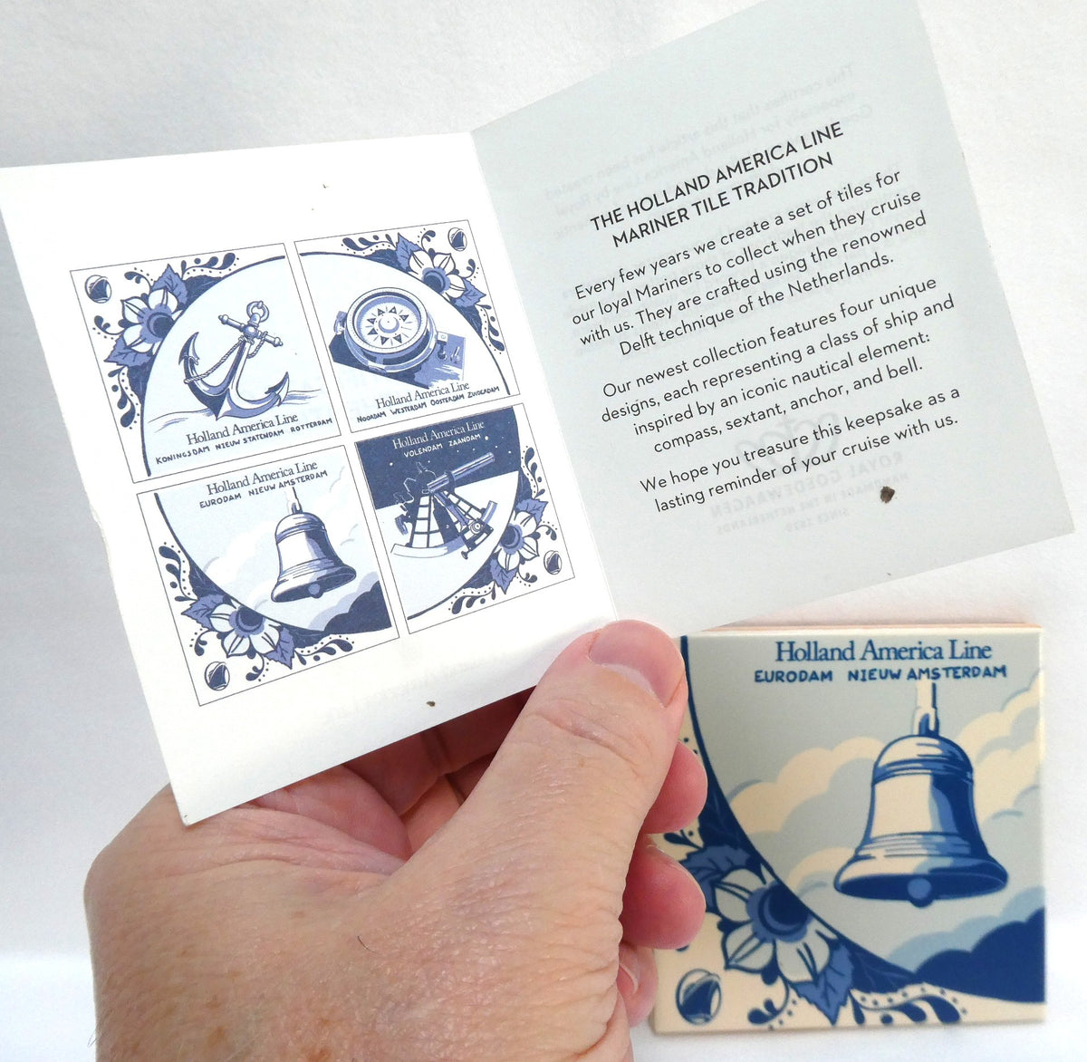 Holland America Line Collectible Delft Tile Coaster: Celebrating Sister Ships ms Eurodam and ms Nieuw Amsterdam BRAND NEW!