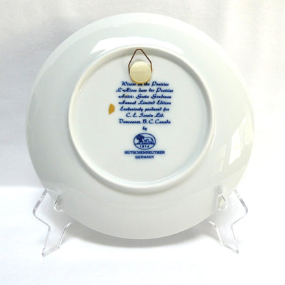 1976 Commemorative Plate Celebrating "Winter on the Prairies" and Featuring the Railway Station in Okotoks, Alberta, Made by Hutschenreuther of Germany