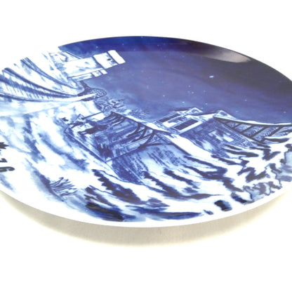 1976 Commemorative Plate Celebrating "Winter on the Prairies" and Featuring the Railway Station in Okotoks, Alberta, Made by Hutschenreuther of Germany