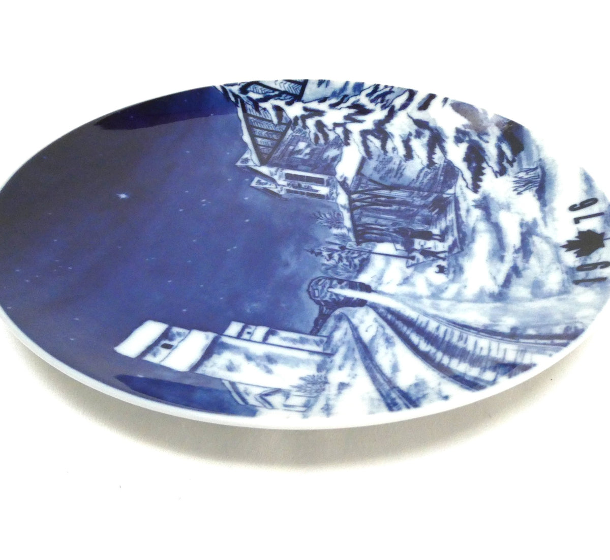 1976 Commemorative Plate Celebrating "Winter on the Prairies" and Featuring the Railway Station in Okotoks, Alberta, Made by Hutschenreuther of Germany