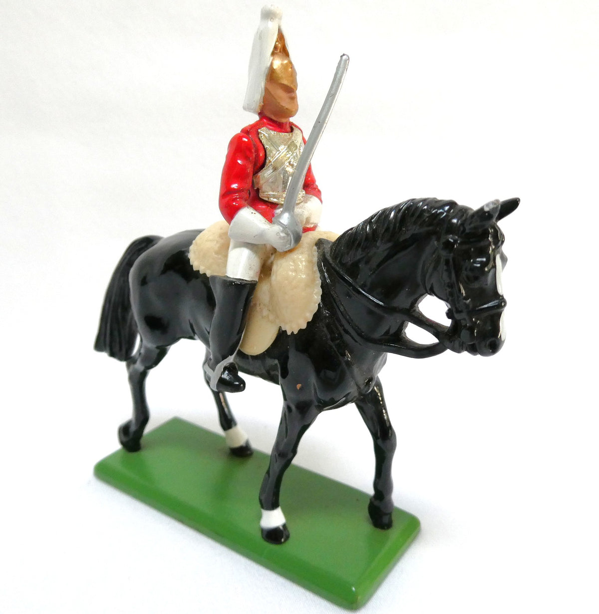 1980's Miniature Collectible, Hand-Painted Toy Soldier by Willian Britain Limited: Featuring the Household Cavalry Life Guard Officer and Horse