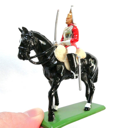 1980's Miniature Collectible, Hand-Painted Toy Soldier by Willian Britain Limited: Featuring the Household Cavalry Life Guard Officer and Horse