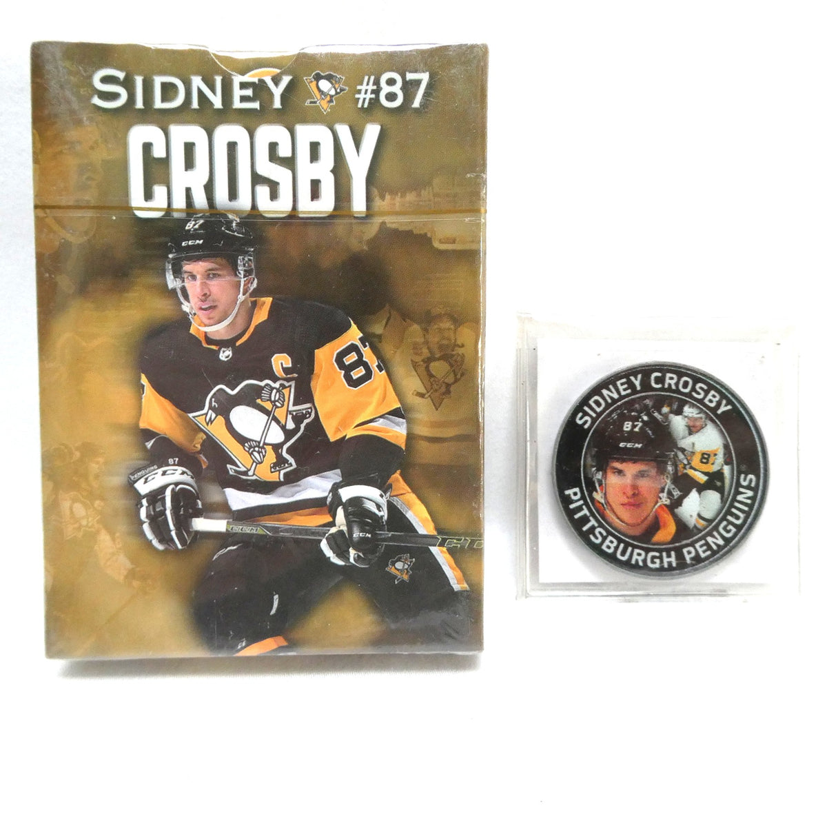 Sidney Crosby #87 Pittsburgh Penguins TRADING COIN by Highland Mint 4500 Series 1 Limited Edition, and BRAND NEW NHL Collectible Playing Card Deck (A Paul's 2-Pack Special!)