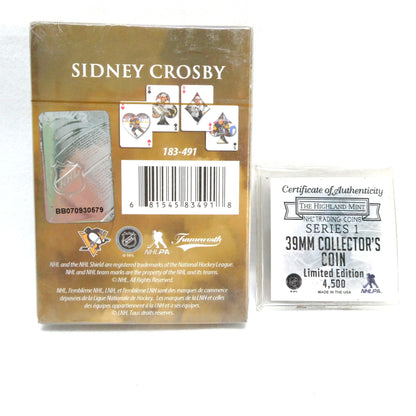 Sidney Crosby #87 Pittsburgh Penguins TRADING COIN by Highland Mint 4500 Series 1 Limited Edition, and BRAND NEW NHL Collectible Playing Card Deck (A Paul's 2-Pack Special!)
