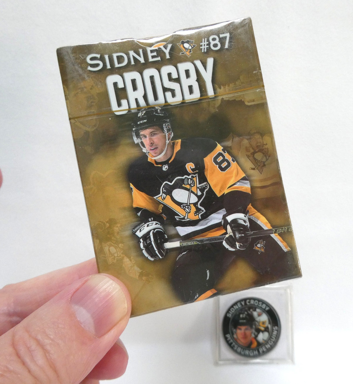 Sidney Crosby #87 Pittsburgh Penguins TRADING COIN by Highland Mint 4500 Series 1 Limited Edition, and BRAND NEW NHL Collectible Playing Card Deck (A Paul's 2-Pack Special!)