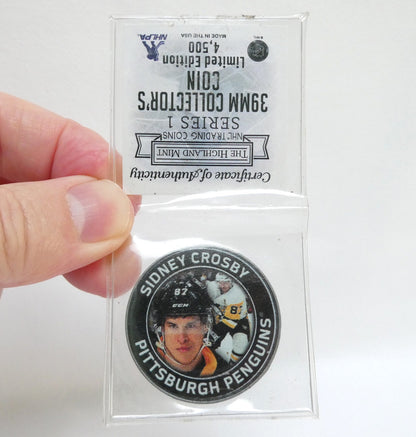 Sidney Crosby #87 Pittsburgh Penguins TRADING COIN by Highland Mint 4500 Series 1 Limited Edition, and BRAND NEW NHL Collectible Playing Card Deck (A Paul's 2-Pack Special!)