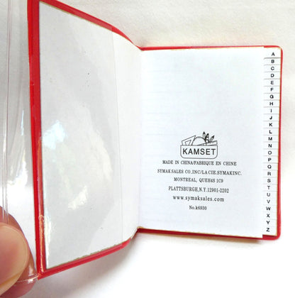 Vintage Miniature Pocket-Style Telephone/Address Book: Red Vinyl with Alphabetical Index from China