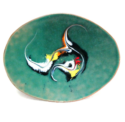 Mid-Century COPPER TRINKET TRAY: Hand-Made and Hand-Enameled in a Contemporary Design, by Meab of Ireland