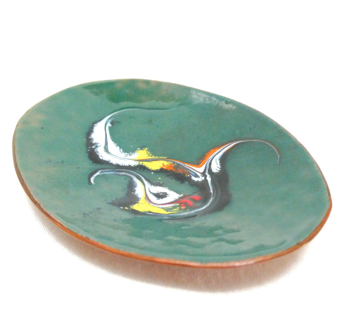 Mid-Century COPPER TRINKET TRAY: Hand-Made and Hand-Enameled in a Contemporary Design, by Meab of Ireland