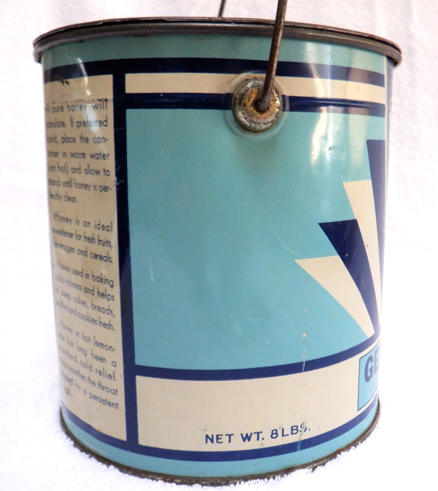 ALBERTA PURE HONEY PAIL Vintage Tin Container with Original Handle, Made in CANADA