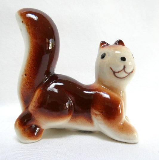 Vintage 1960's Miniature Ceramic Figurine from Japan: THE BUSHY TAILED SQUIRREL