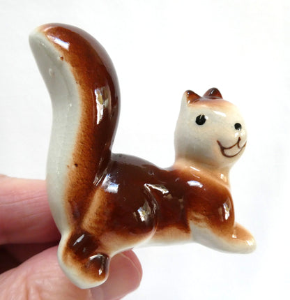 Vintage 1960's Miniature Ceramic Figurine from Japan: THE BUSHY TAILED SQUIRREL