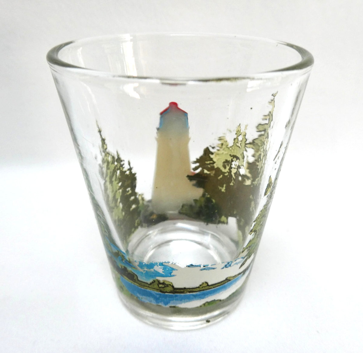 Rare Vintage 'Three-Dimensional' SOUVENIR SHOT GLASS of Panmure Island Lighthouse in Prince Edward Island (PEI) Canada