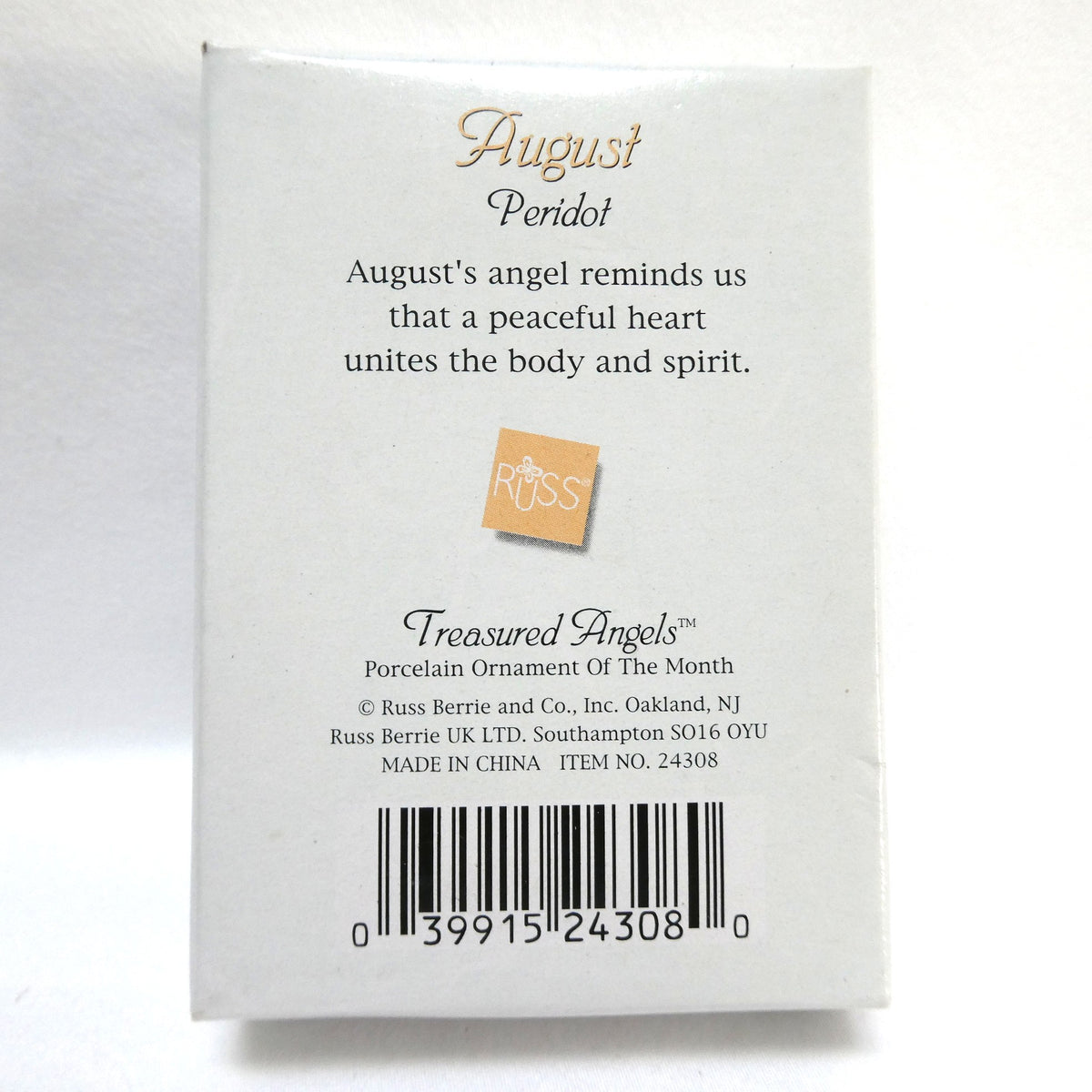 Contemporary Treasured Angel by Russ Berrie Company of China: Porcelain Ornament of The Month AUGUST