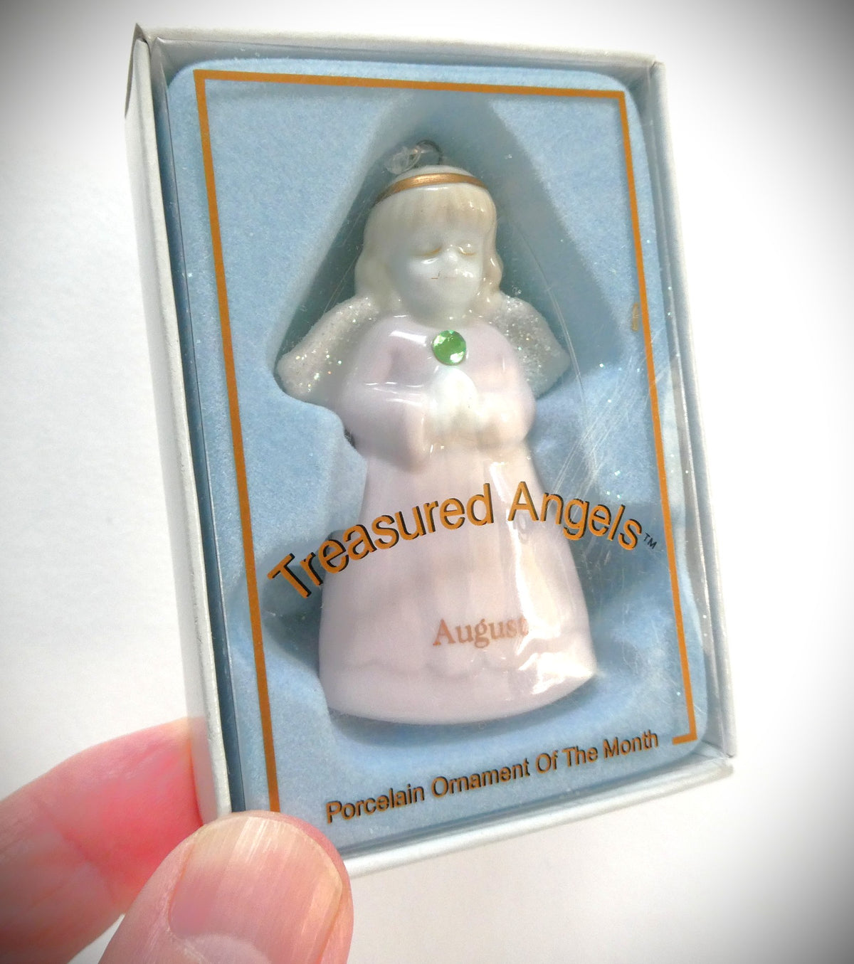 Contemporary Treasured Angel by Russ Berrie Company of China: Porcelain Ornament of The Month AUGUST