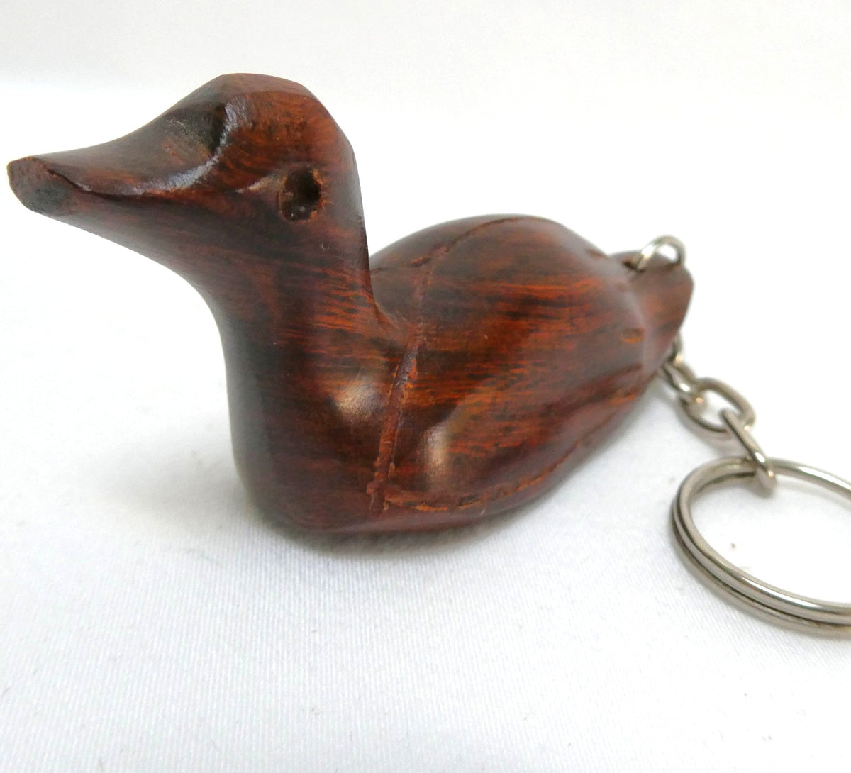 Vintage Hand-Carved LUCKY DUCK KEYCHAIN, Crafted in Desert Ironwood by the Indigenous Seri of Northwestern Mexico