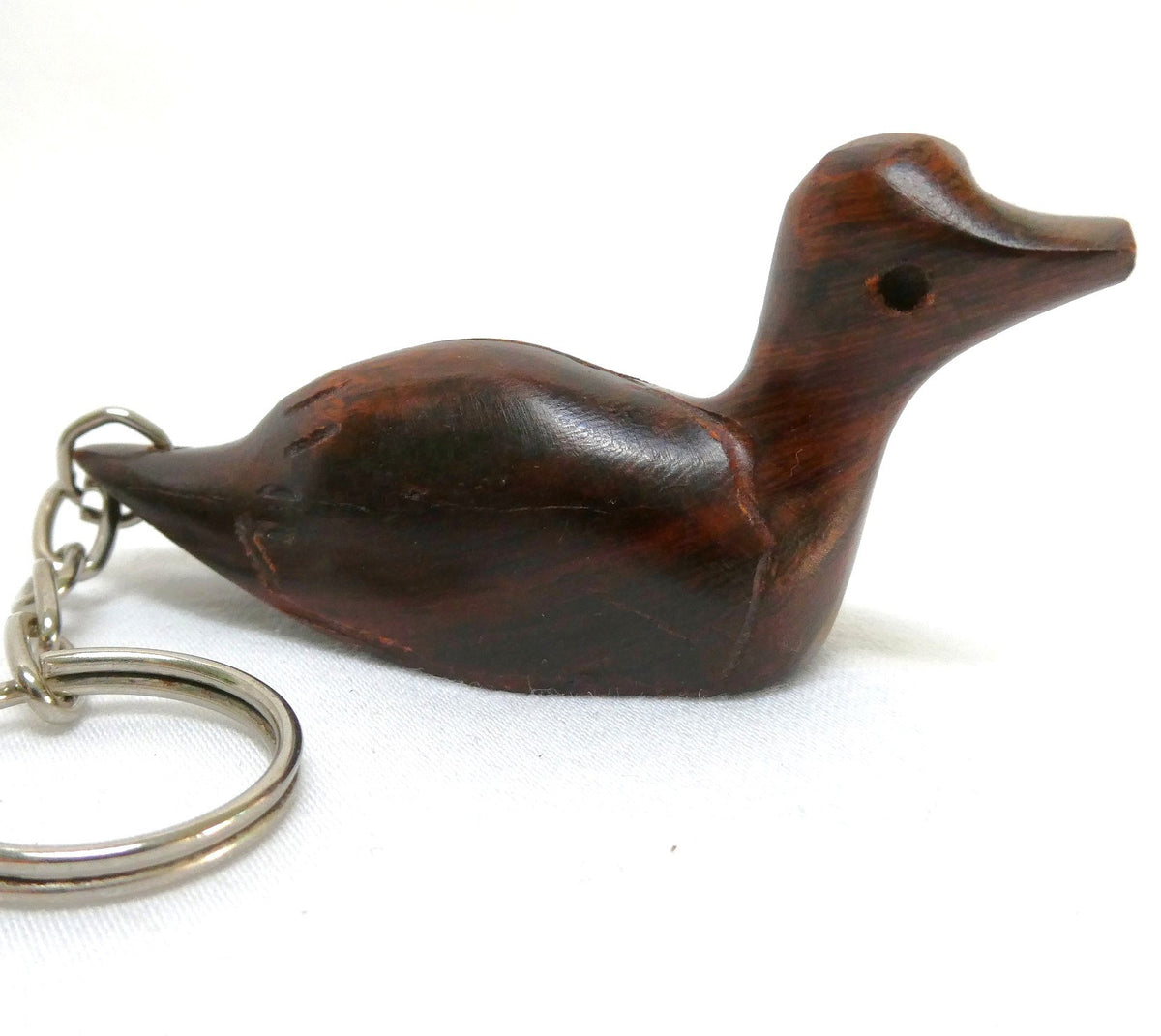Vintage Hand-Carved LUCKY DUCK KEYCHAIN, Crafted in Desert Ironwood by the Indigenous Seri of Northwestern Mexico