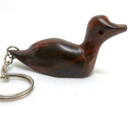 Vintage Hand-Carved LUCKY DUCK KEYCHAIN, Crafted in Desert Ironwood by the Indigenous Seri of Northwestern Mexico